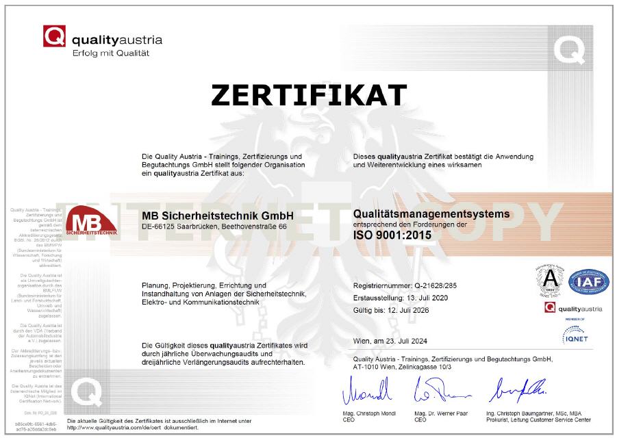 Qualitätsmanagementsystem ISO 9001:2015